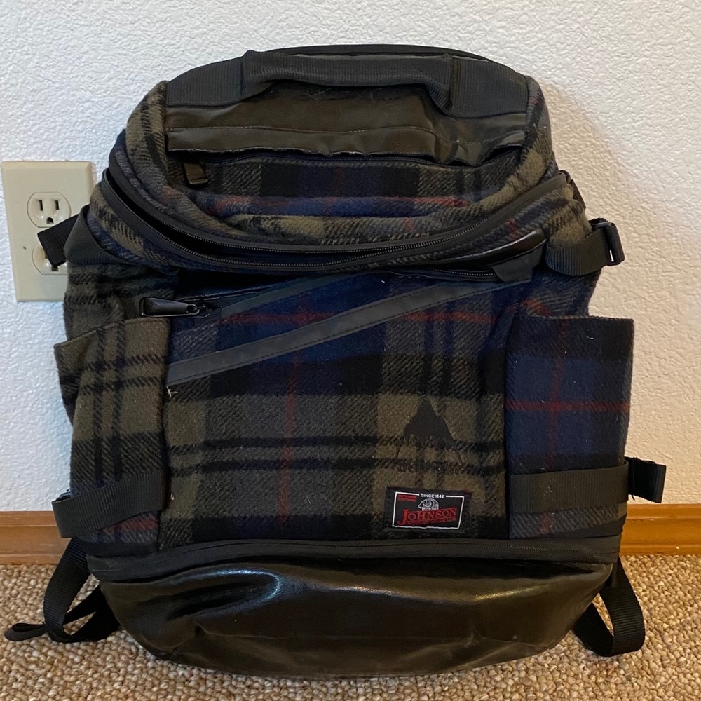 Johnson woolen mills plaid backpack